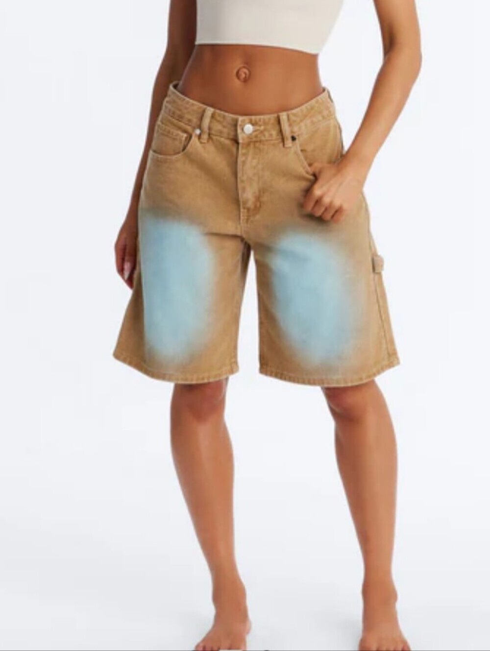 Fashion Nova Utility Denim Jorts - Khaki/Blue